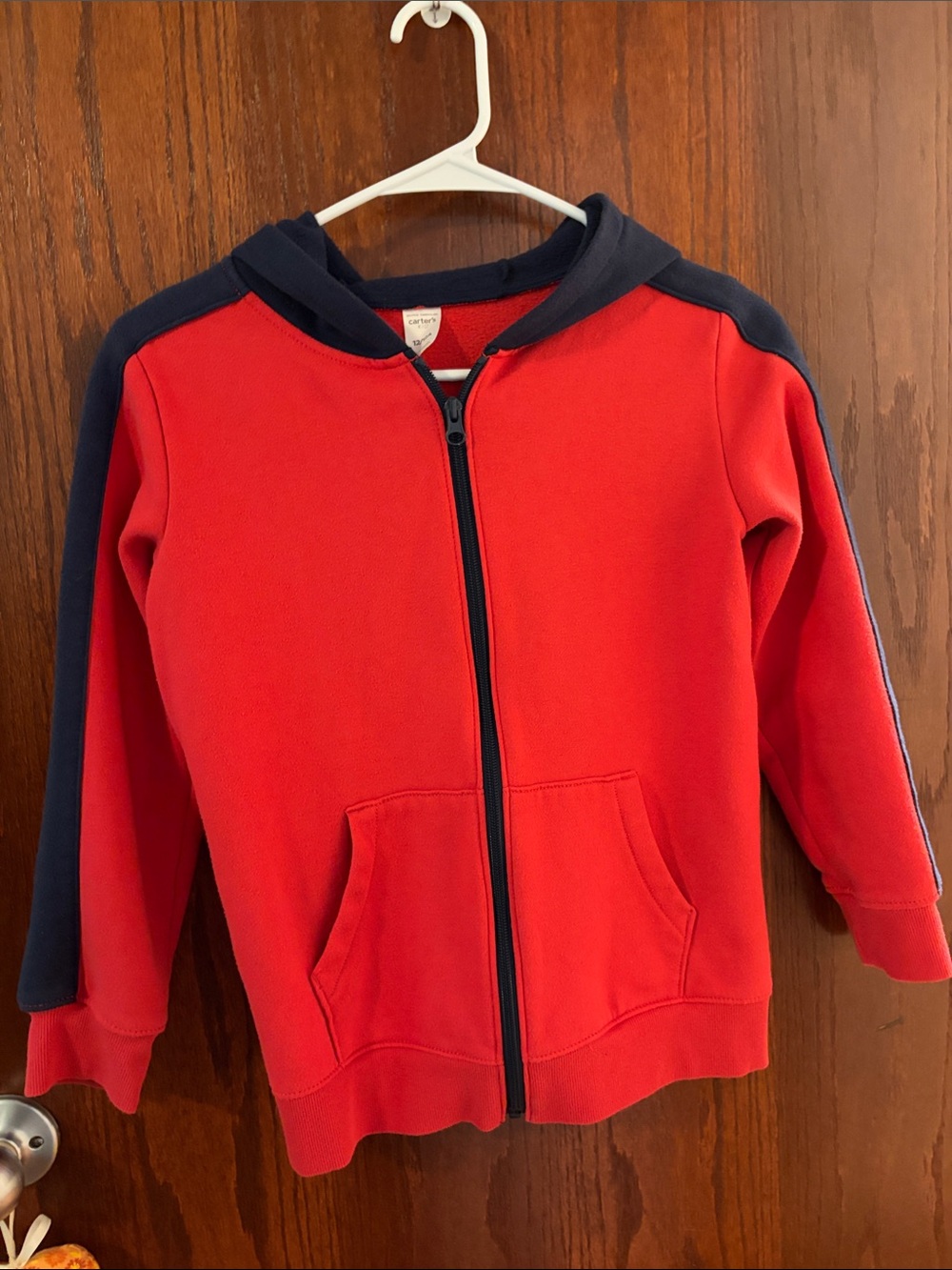 Carter's Red Zip Hoodie with Navy Accents